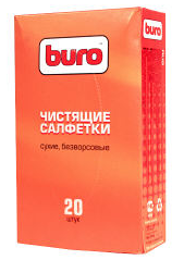 Салфетки чистящие BURO сухие; безворсовые; 150 х 120 мм; 20 шт ― Компьютерная фирма Меридиан