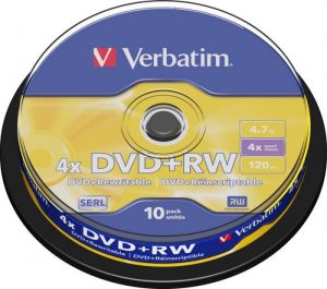 Диск для записи DVD+RW 4x 4.7Gb CakeBox (10шт) Verbatim ― Компьютерная фирма Меридиан