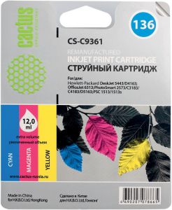 Картридж Cactus для HP CS9361 №136 Tri-colour Inkjet Print Cartridge для PSC1513 ― Компьютерная фирма Меридиан